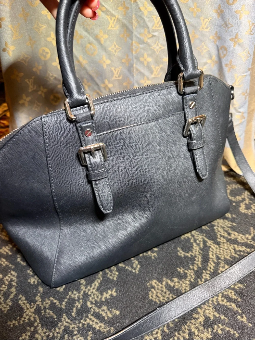 Michael Kors Black Leather Dome Satchel - Versatile Women's tote purse